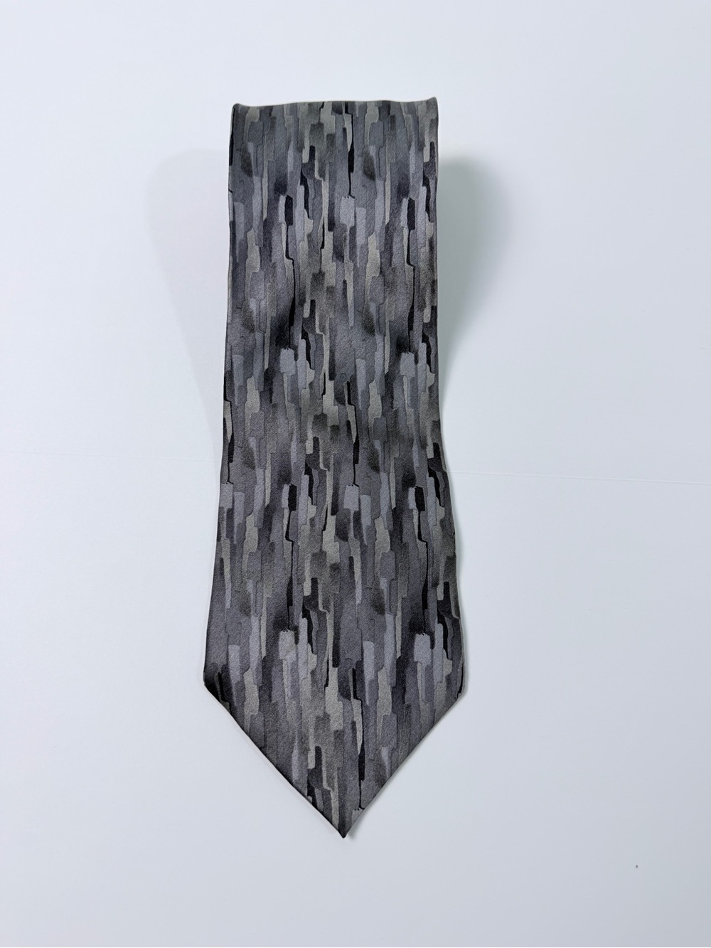 Boca Classics Gray Abstract Neck Tie Mens Wide Tie Geometric Pattern Vintage